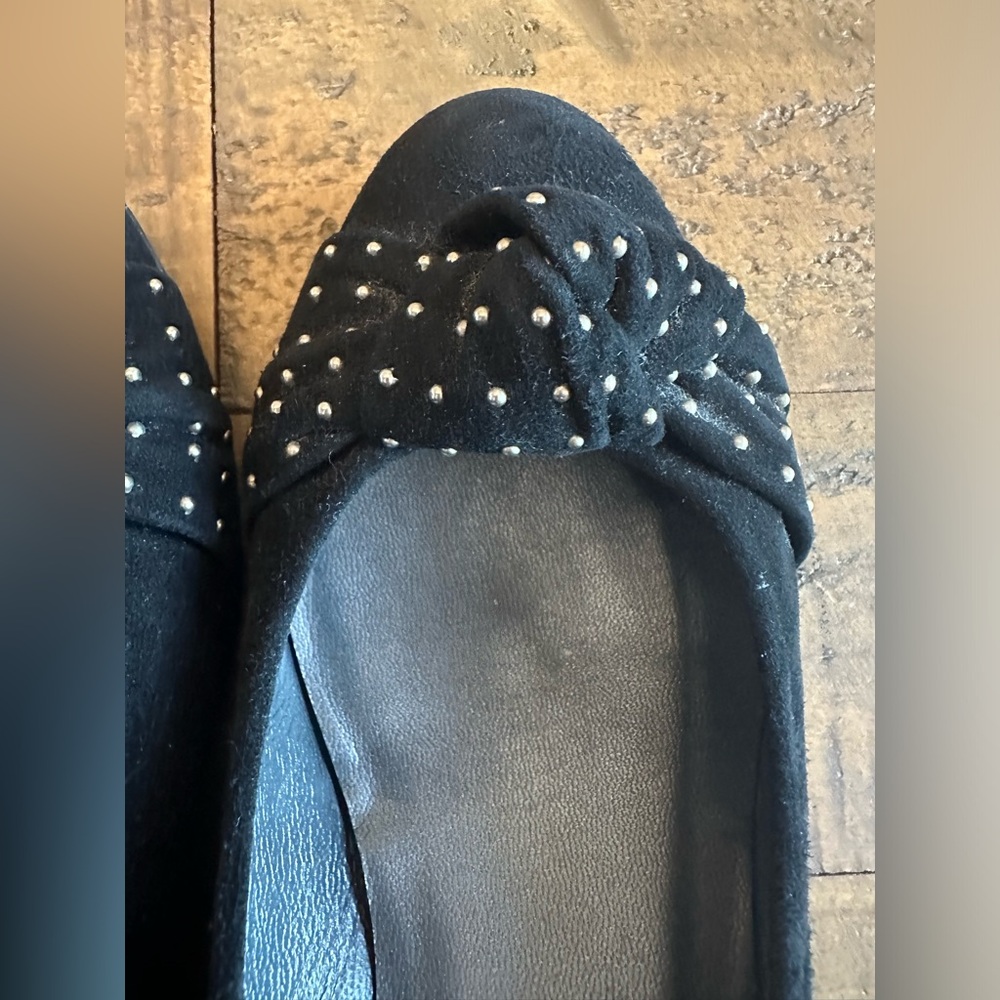 Stuart Weitzman Black Suede Metal Studded Beaded … - image 4